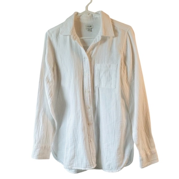 J. Crew double gauze Women's Classic White Button-Up Shirt - Picture 4 of 8